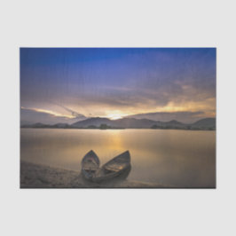 Snygga Rowboat Vatten Sunrise Photo