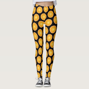 Snygga saftiga apelsinfrukt skivor mönster på svar leggings
