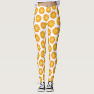 Snygga saftiga apelsinskivor mönster vitt leggings