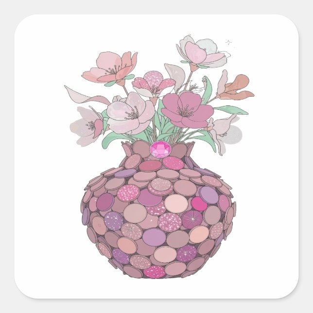 Snygga Silver BLOMMOR I Etikett Design (Framsida)