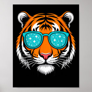 Snygga skjortor för pojkar barn, rolig tiger solgl poster