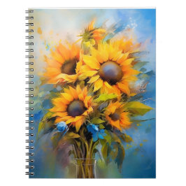 Snygga solblommor Bouquet Nature Botanical Art Anteckningsbok