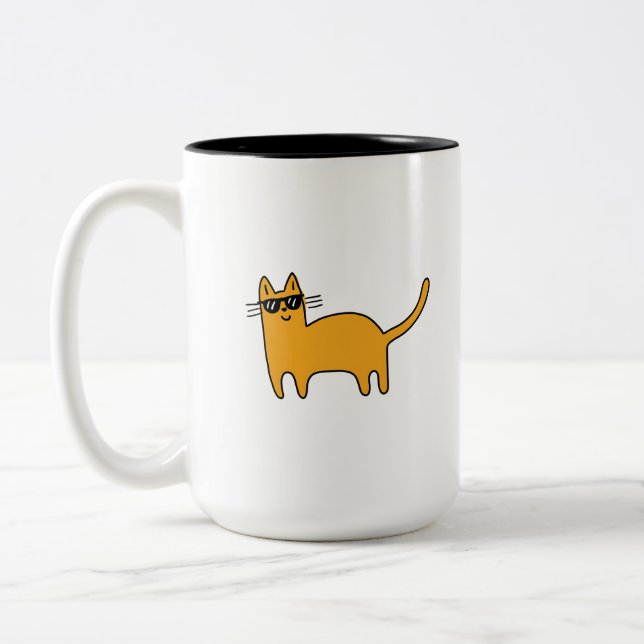 Snygga solglasögon katt Två-Tonad mugg (Vänster)