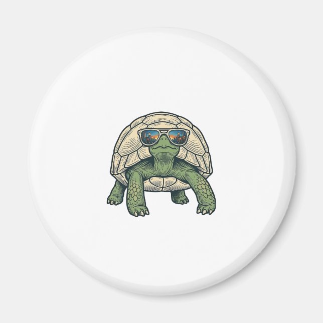 Snygga solglasögon Sköldpadda Vintage Vector Desig Magnet (Framsidan)