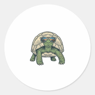 Snygga solglasögon Sköldpadda Vintage Vector Desig Runt Klistermärke