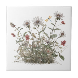 Snygga sommarblommor kakelplatta