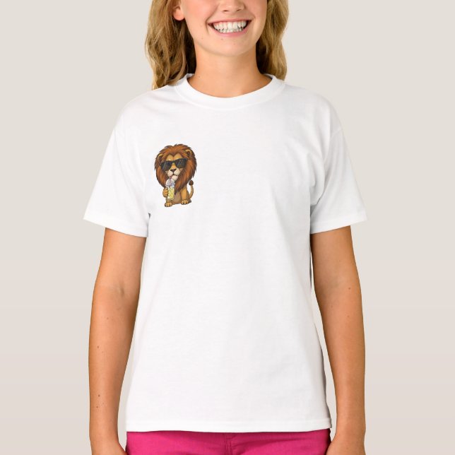 Snygga sommarsolglasögon Lejon Barn T Shirt (Framsida)