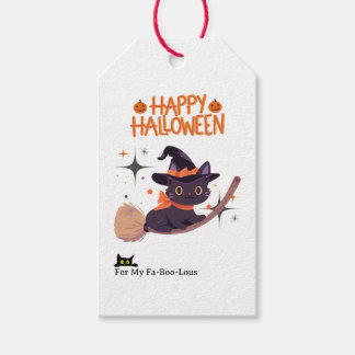 Snygga söta katt häxa Halloween presentkort Presentetikett