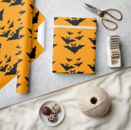 Snygga söta svarta fladdermöss Halloween på Orange Presentpapper