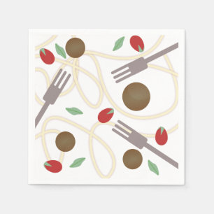 Snygga Spaghetti Köttbullar Mönster Pappersservett
