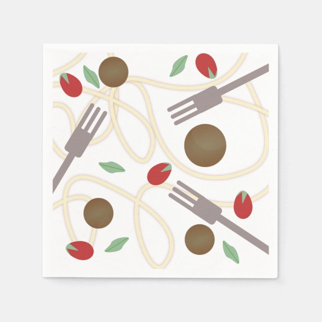 Snygga Spaghetti Köttbullar Mönster Pappersservett (Framsidan)