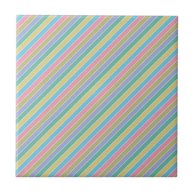 Snygga Stilfulla Färgglada Diagonala Randiga Kakelplatta (Framsidan)