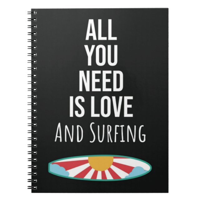 Snygga surfingpresenter Surfbräda Surfare Sommarvå Anteckningsbok (Framsidan)