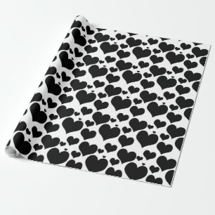 Snygga svarta hjärtan på vitt till din Valentine Presentpapper