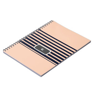 Snygga svarta och rosa monogramränder anteckningsbok