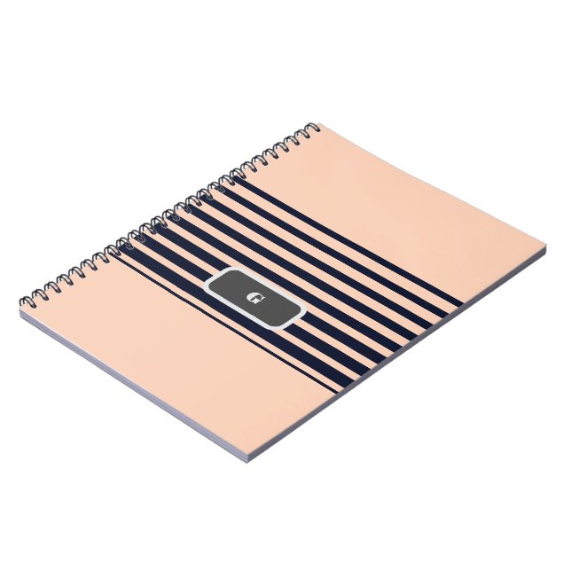 Snygga svarta och rosa monogramränder anteckningsbok (Vänstra Sidan)