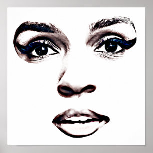 Snygga svarta Womans Ansikte Öga läppar Art Poster