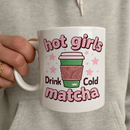 Snygga tjejer dricker Matcha Mugg Matcha kaffemugg