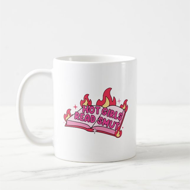 Snygga tjejer läser smutslitteratur kaffemugg (Vänster)