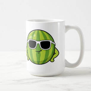 Snygga Vattenmelon Solglasögon Tecknad Grafik Kaffemugg
