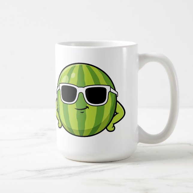 Snygga Vattenmelon Solglasögon Tecknad Grafik Kaffemugg (Höger)