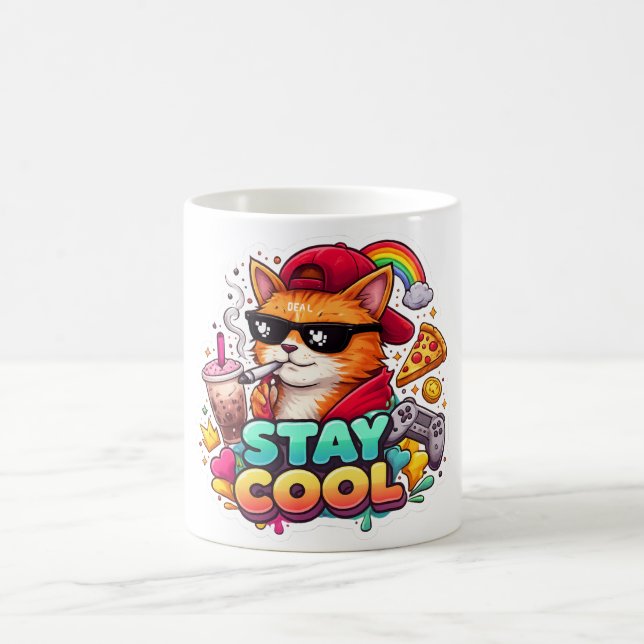 Snygga Vibbar – Chill Cat Streetwear Kaffemugg (Center)