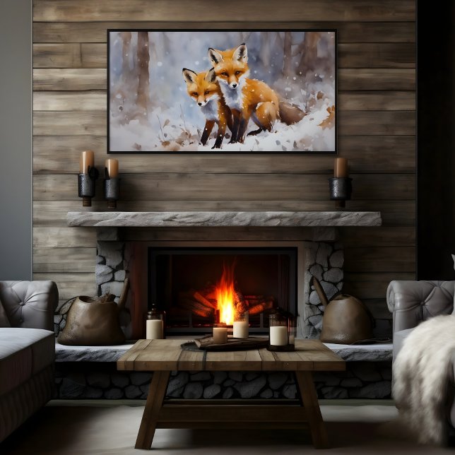 Snygga vinterrävar tryck | Samsung Frame TV Konst (Skapare uppladdad)