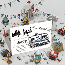 Snygga vita lortiga inbjudningskort till 30-årsfes