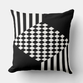 Snygga vita och svarta ränder diamant rutor kudde