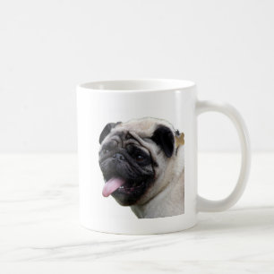 Snygga vita Pug-fotoaccessoarer, lägg till namn Kaffemugg
