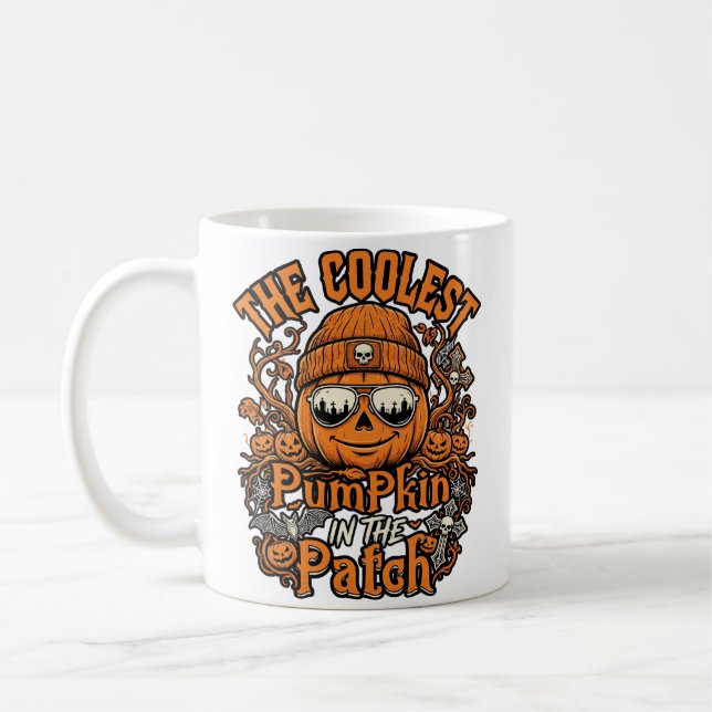 Snyggaste Halloween-pumpafodral mössa solglasögon Kaffemugg (Vänster)
