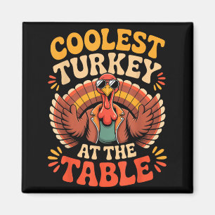 Snyggaste kalkon vid bordet Roligt Thanksgiving-ou Magnet