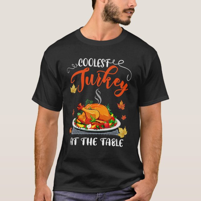 Snyggaste kalkon vid bordet Thanksgiving höst stek T Shirt (Framsida)