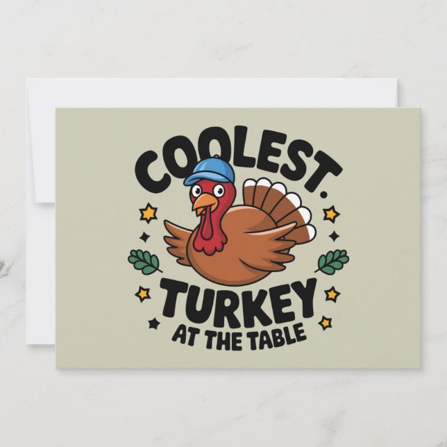 Snyggaste kalkonen vid bordet Thanksgiving-middag Julkort (Framsida)