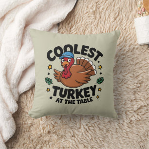 Snyggaste kalkonen vid bordet Thanksgiving-middag Kudde