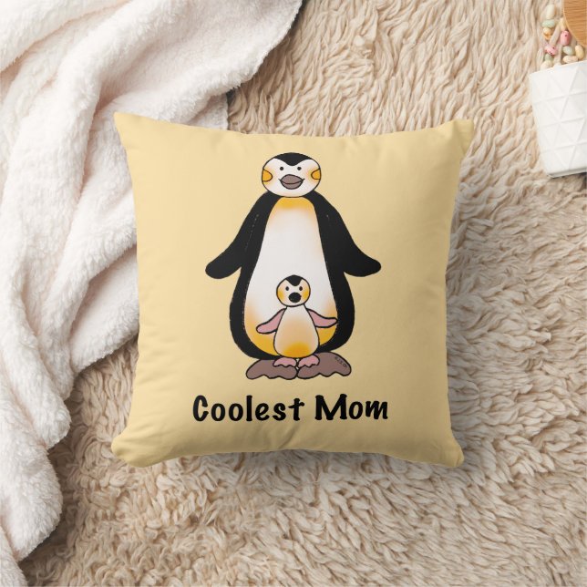 Snyggaste mamma Pingvinfamilj design Kudde (Filt)