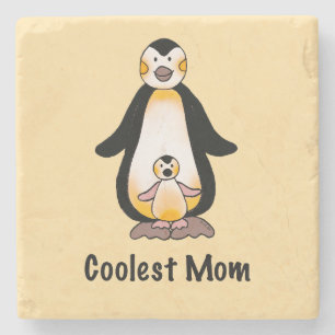 Snyggaste mamma pingvinfamilj design stenunderlägg