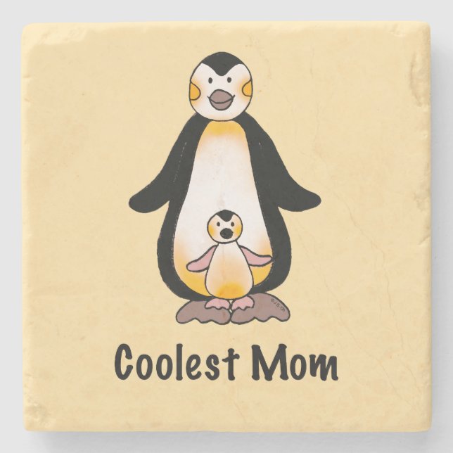 Snyggaste mamma pingvinfamilj design stenunderlägg (Framsidan)