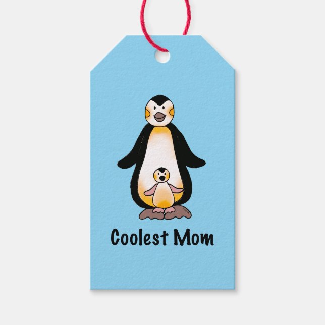 Snyggaste mamma Pingvinfamiljdesign Presentetikett (Framsidan)