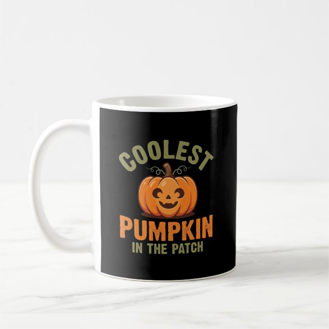 Snyggaste pumpen i lapparken Halloween-design Kaffemugg (Vänster)