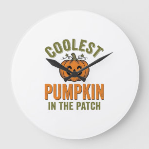 Snyggaste pumpen i lapparken Vintage Halloween-dek Stor Klocka