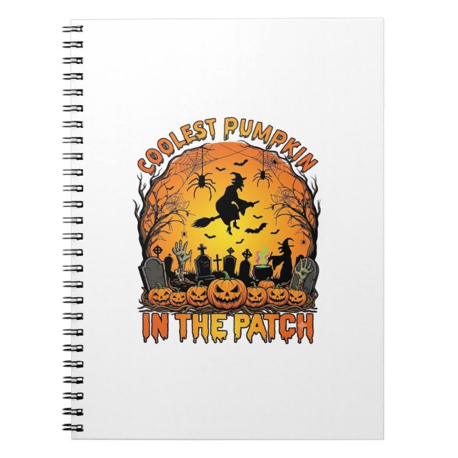 Snyggaste Pumpkin Patch Halloween-häxa Spindlar Gr Anteckningsbok (Framsidan)