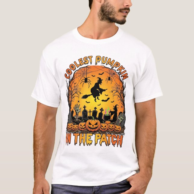 Snyggaste Pumpkin Patch Halloween-häxa Spindlar Gr T Shirt (Framsida)