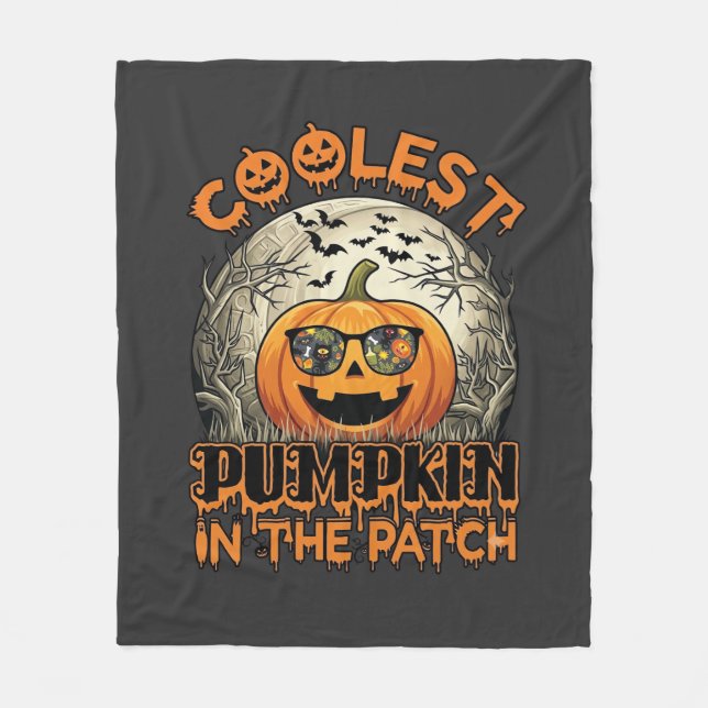 Snyggaste Pumpkin Patch Halloween Kusliga Solglasö Fleecefilt (Framsidan)