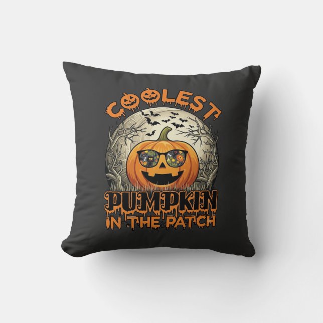 Snyggaste Pumpkin Patch Halloween Kusliga Solglasö Kudde (Framsida)