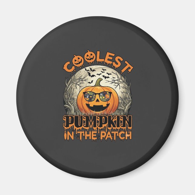 Snyggaste Pumpkin Patch Halloween Kusliga Solglasö Magnet (Framsidan)