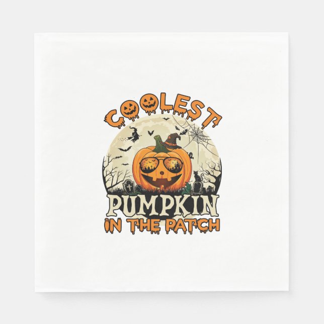 Snyggaste Pumpkin Patch Solglasögon Häxa Hatt Hall Pappersservett (Framsidan)