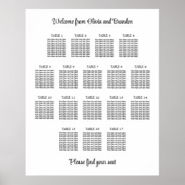 Snyggt 17 Bord Bröllop-sätesdiagram Poster