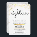 SNYGGT 18:e födelsedagsfesten INBJUDAN guld konett<br><div class="desc">*** OBS! - SKINGULD FOIL EFFECT ÄR ETT UTTRYCKT BILD *** En inbjudan till trendiget för din BIRTHDAY för vilken ålder som helst - kontakta mig för att ändra glitter-typ för dig! Om du konfigurerar som mall kan du enkelt lägga till egna detaljer eller slått anpassningsknappen och lägga till eller...</div>