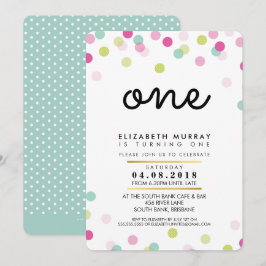 SNYGGT 1ST födelsedag party INBJUDAN rosa myntflic